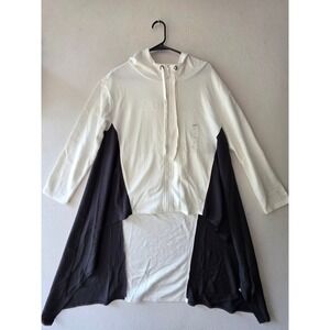Dubgee by Whoopi Women White Black Colorblock High‎ Low Zip Hoodie 6006 Medium